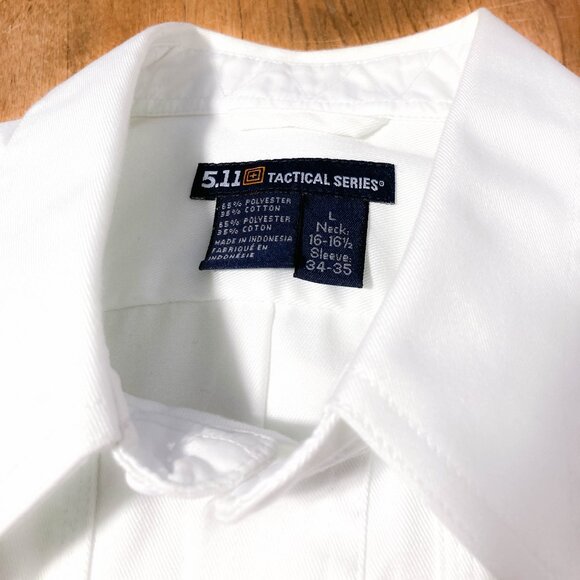 Mens uniform long sleeve shirt zip closure button down L White - Picture 14 of 15